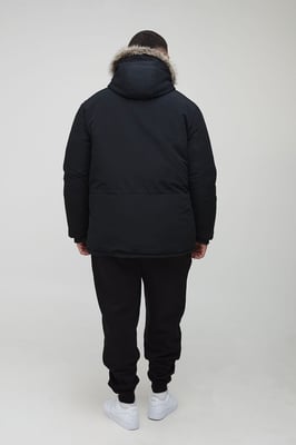 Plus Faux Fur Hooded Arctic Parka Jacket in Black