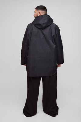Plus Oversized Cord Collar Hooded Parka Jacket