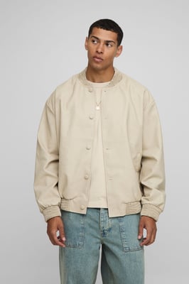 Oversized Fit Soft PU Bomber Jacket