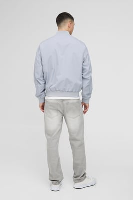 Oversized Boxy Seam Detail Nylon Bomber Jacket