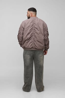 Plus Peached Embroidered MA1 Bomber Jacket