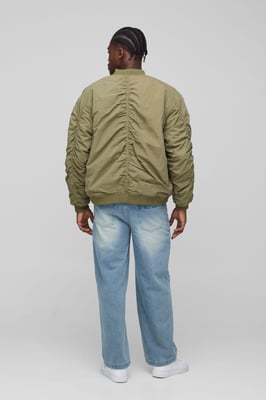 Boxy Fit Peached Embroidered MA1 Bomber Jacket