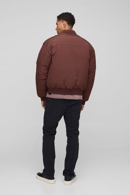 Oversized Seam Detail Peached Nylon Bomber Jacket
