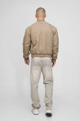 Regular Fit Peached Crinkle Nylon Bomber Jacket