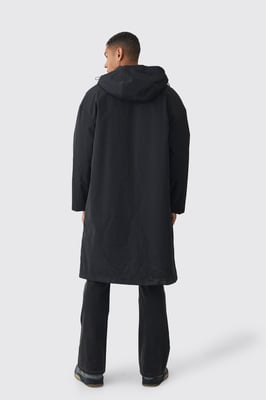 Oversized Padded Tech Longline Mac In Black
