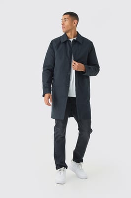 Quilted Padded Longline Mac Jacket In Black