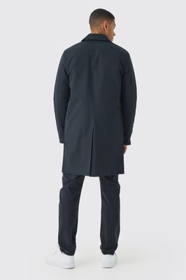 Quilted Padded Longline Mac Jacket In Black