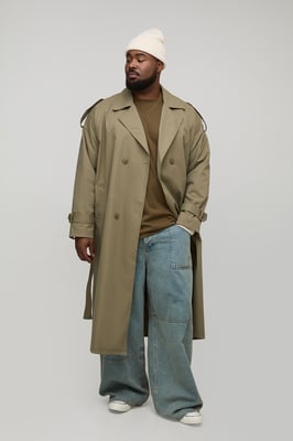 Plus Oversized Fit Double Breasted Trench Coat