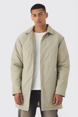 Man Tab Crinkle Longline Mac Jacket In Sand