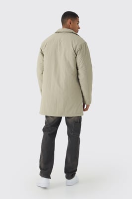 Man Tab Crinkle Longline Mac Jacket In Sand