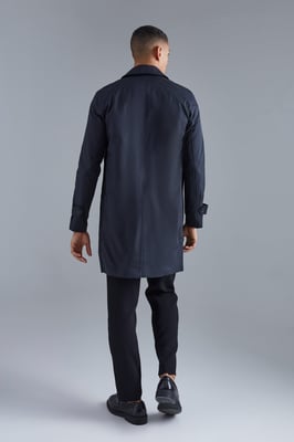 Single Breasted Poly Twill Mac Jacket