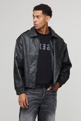 Oversized Double Collared Biker Jacket