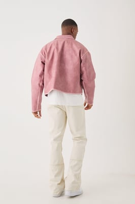 Boxy Tumble PU Applique Harrington Jacket In Pink
