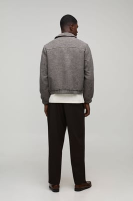 Regular Fit Micro Check Pocket Harrington Jacket