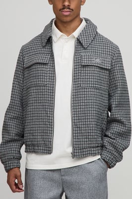 Regular Fit Micro Check Pocket Harrington Jacket