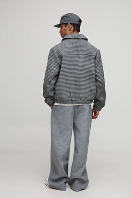 Regular Fit Micro Check Pocket Harrington Jacket