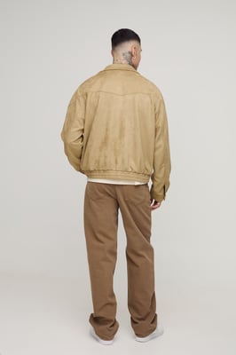 Tall Faux Suede Regular Fit Western Zip Up Jacket