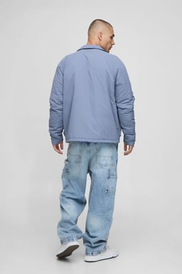 Regular Fit Crinkle Peached Nylon Pocket Harrington Jacket