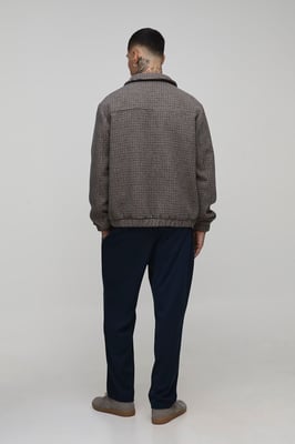 Tall Check Boxy Regular Fit Harrington Jacket