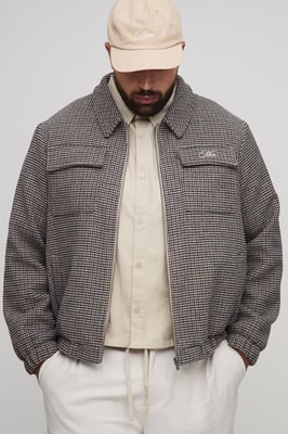 Plus Check Boxy Regular Fit Harrington Jacket