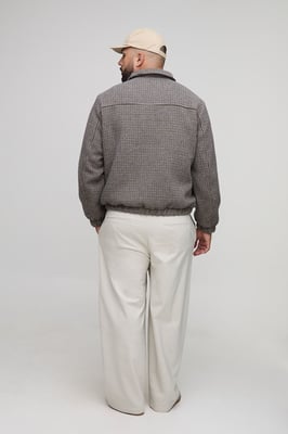 Plus Check Boxy Regular Fit Harrington Jacket