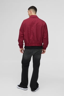 Oversized Boxy Peached Nylon Pocket Harrington Jacket