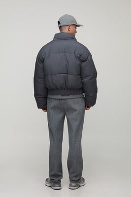Boxy Fit Woven Padded Funnel Neck Puffer Jacket