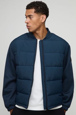 Regular Fit Quilted Scuba Sleeve Puffer