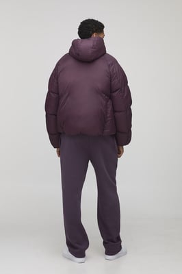 Oversized Fit Ruched Sleeve Panelled Puffer Jacket