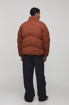 Oversized Fit Textured Funnel Neck Puffer Jacket