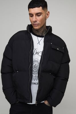 Tall Regular Fit Nylon Carpenter Funnel Neck Puffer Jacket