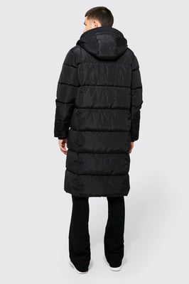 Longline Duvet Puffer in Black
