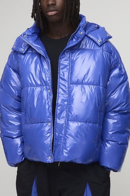 MAN Regular Fit High Shine Hooded Puffer Jacket