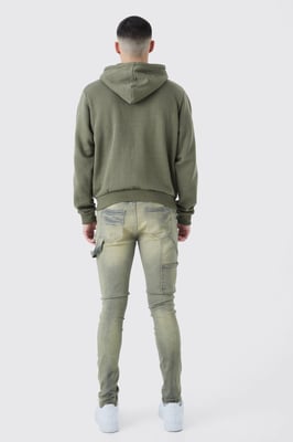 Skinny Stretch Multi Rip Carpenter Washed Grey Jeans