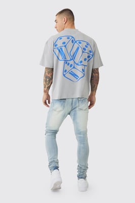 Super Skinny Stretch Washed Biker Rip & Repair Jeans