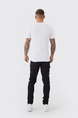Skinny Stretch Ripped Chain Jeans