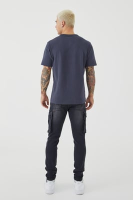 Skinny Stretch Washed Cargo Jeans