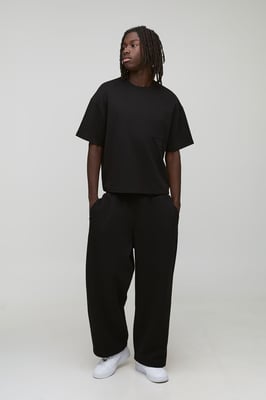 Shrunken Boxy Premium Pocket Detail Interlock T-Shirt And Jogger Set