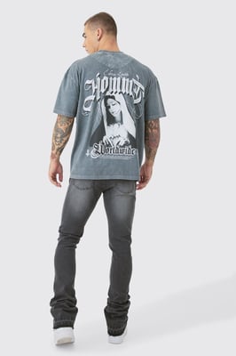 Skinny Stacked Flared Jeans With Knee Rip