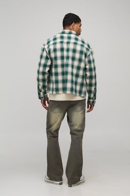 Slim Flared Knee Rip and Repair Paint Splatter Jeans
