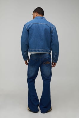 Pocket Embroidery Rigid Flared Jeans