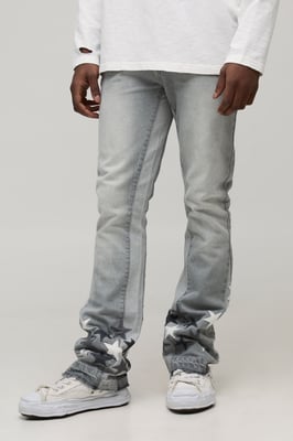 Slim Flared Stacked Star Applique Gusset Jeans