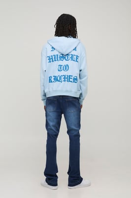 Skinny Flared Stacked Jeans With Knee Rip