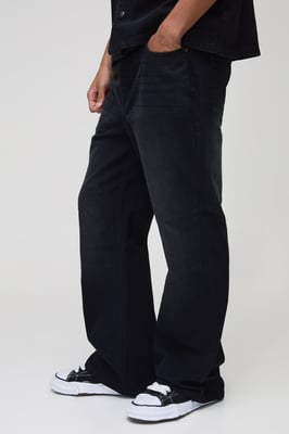 Relaxed Flare Washed Black Jeans