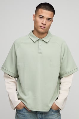 Oversized Premium Interlock Faux Sleeve Polo