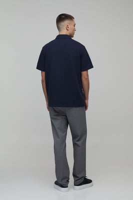 Regular Fit Heavyweight Textured Herringbone Zip Neck Polo