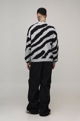 Tall Boxy Oversized Brushed Animal Knitted Jumper