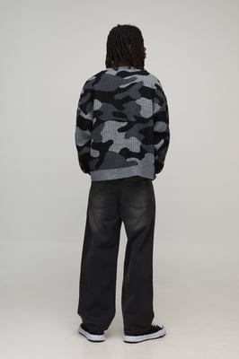 Oversized Boxy Camo Knitted Jumper