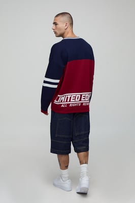 Man Flame Varsity Jacquard Knitted Hockey Sports Top