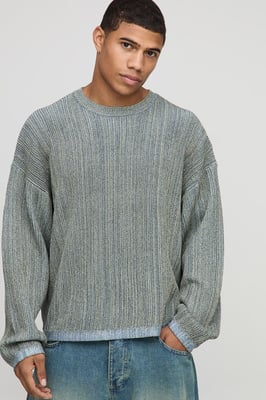 Oversized Boxy Ribbed Mixed Yarn Knitted Jumper